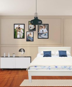 Pat dormitor din lemn masiv culoare alba