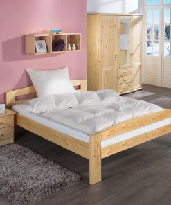 Pat dormitor Erling lemn masiv brad 2 persoane design interior