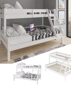 Pat suraetajat Family cu saltele incluse - 3 persoane - alb - interior