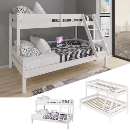 Pat suraetajat Family cu saltele incluse - 3 persoane - alb - interior