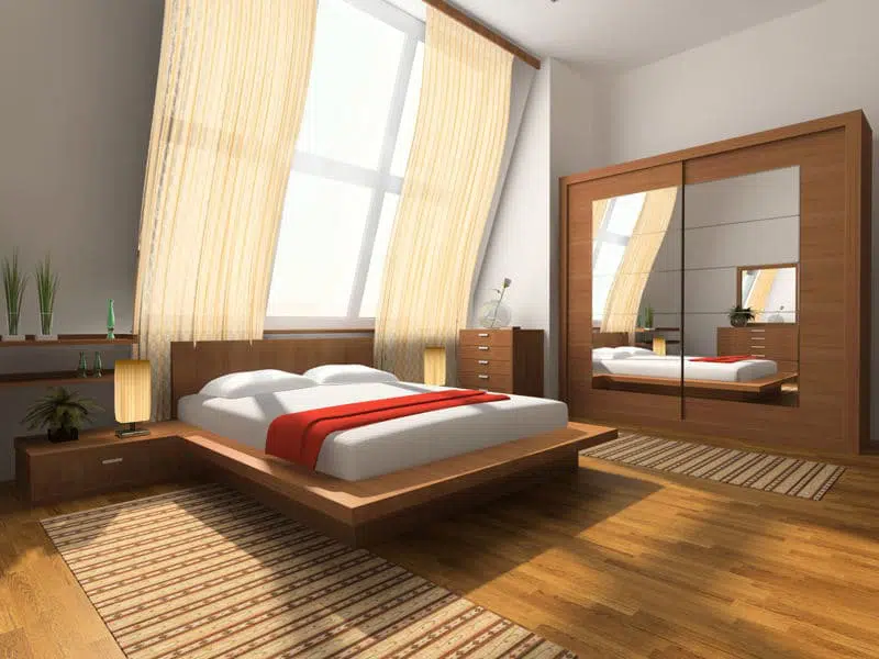 Dormitor din lemn cu o saltea de foarte bună calitate