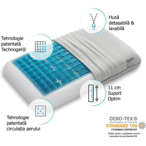 Perna Technogel Deluxe 11 cm cu gel de răcire și memory