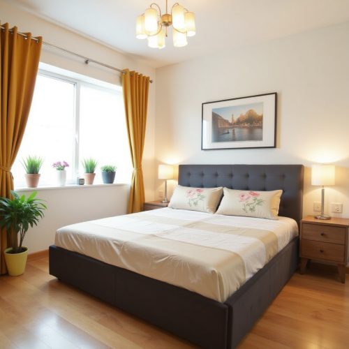 Pat tapitat Karl Mosen cu somiera rabatabila si ladă de depozitare - culoare gri închis - sugetie de amenajare a dormitorului